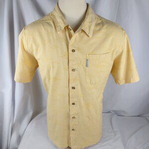 Columbia River Lodge Mens Short Sleeve Yellow "Fish" Shirt Sz XL